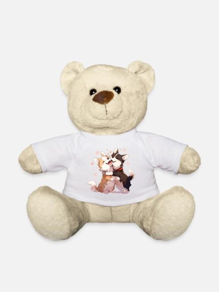 Hunde Liebe Umarmung Kuscheln Herz Süß Niedlich - Teddy - Weiß