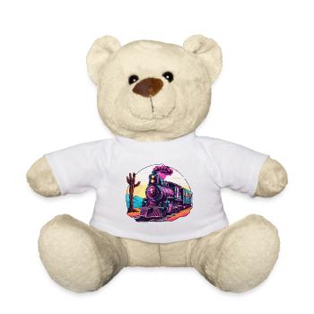 Train / Locomotive / Steam Locomotive / Railway / Lock - Teddy Bear - white - Front