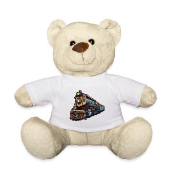 Train / Locomotive / Steam Locomotive / Railway / Lock - Teddy Bear - white - Front
