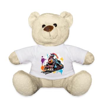 Train / Locomotive / Steam Locomotive / Railway / Lock - Teddy Bear - white - Front