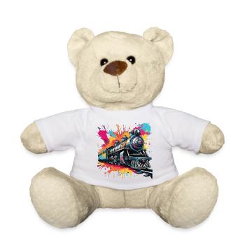 Train / Locomotive / Steam Locomotive / Railway / Lock - Teddy Bear - white - Front
