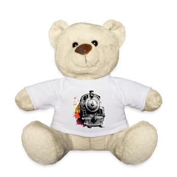 Train / Locomotive / Steam Locomotive / Railway / Lock - Teddy Bear - white - Front