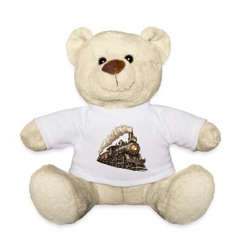 Train / Locomotive / Steam Locomotive / Railway / Lock - Teddy Bear - white - Front