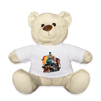 Train / Locomotive / Steam Locomotive / Railway / Lock - Teddy Bear - white - Front