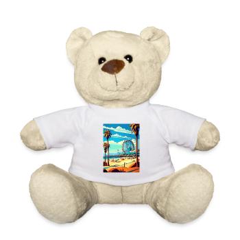 Santa Monica Kalifornien Vintage Reiseposter WPA - Teddy - Weiß - Vorne