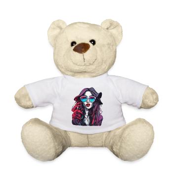 Femme / Jolie / Portrait / Cheveux colorés / Modèle - Nounours - blanc - Devant