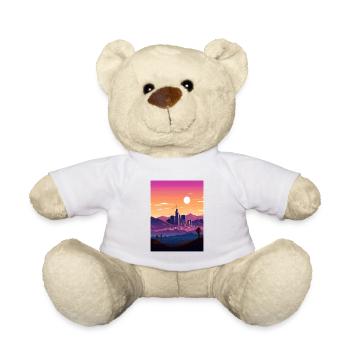 Los Angeles California Deco Vintage Travel Poster - Teddy Bear - white - Front