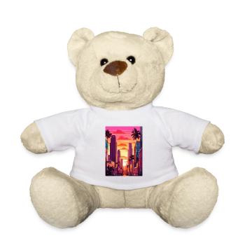 Los Angeles California Deco Vintage Travel Poster - Teddy Bear - white - Front