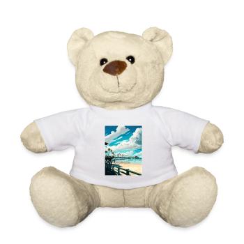 Huntington Beach Californie Vintage affiche de voyage - Nounours - blanc - Devant