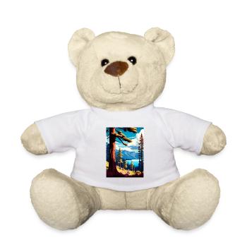 Affiche de voyage de la forêt nationale de Tahoe en Californie - Nounours - blanc - Devant