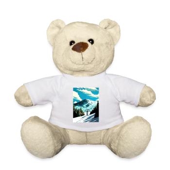 Whiteface Mountain New York State Travel Poster - Teddy Bear - white - Front