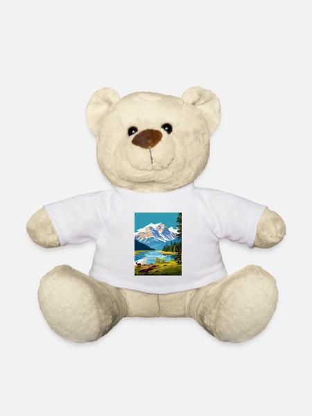 Jasper National Park Kanada Vintage Reiseposter - Teddy - Weiß