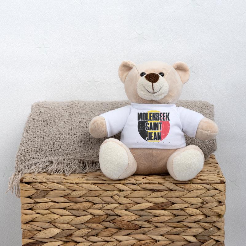 Bold Block Typography with Red Circle Teddy Bear