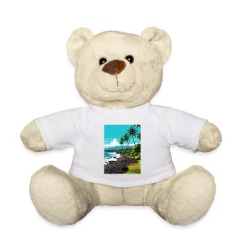 Punaluu Black Sands Beach Hawaii Reiseposter - Teddy - Weiß - Vorne