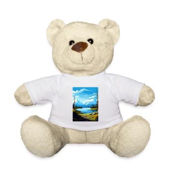 Lake Clark Nationalpark Alaska Reiseposter - Teddy - Weiß - Vorne