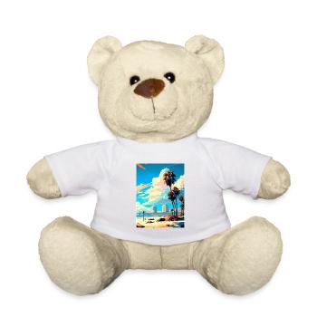 Long Beach Californie Cali Vintage affiche de voyage - Nounours - blanc - Devant