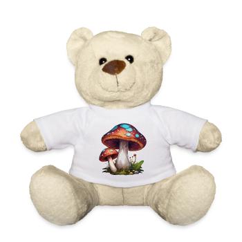 Mushroom / Mushroom / Meadow / Forest / Goa / Psy - Teddy Bear - white - Front
