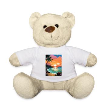 Sunset Beach Hawaii Vintage Reiseposter Souvenir - Teddy - Weiß - Vorne
