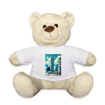 Miami Beach Florida Vintage Reiseposter Souvenir - Teddy - Weiß - Vorne