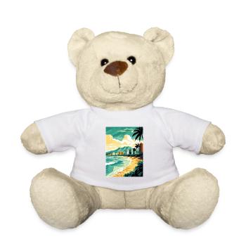 Waikiki Beach Hawaii Vintage Reiseposter WPA Kunst - Teddy - Weiß - Vorne