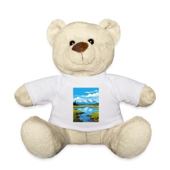 Lake Clark Alaska Vintage Reiseposter Souvenir - Teddy - Weiß - Vorne