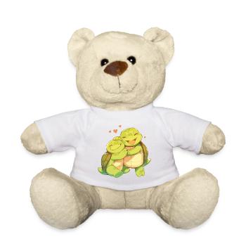 Schildkröten Liebe Umarmung Kuscheln Herz Süß - Teddy - Weiß - Vorne