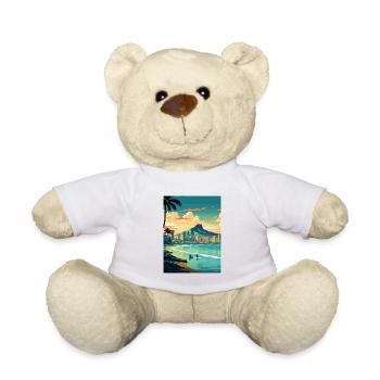 Honolulu Hawaï Vintage voyage affiche WPA Souvenir - Nounours - blanc - Devant