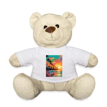 Miami Beach Florida Vintage Reiseposter Souvenir - Teddy - Weiß - Vorne