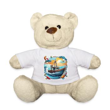 Pirate Ship / Boat / Sea / Ocean / Waves - Teddy Bear - white - Front