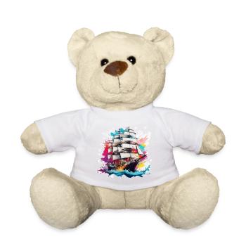 Pirate Ship / Boat / Sea / Ocean / Waves - Teddy Bear - white - Front