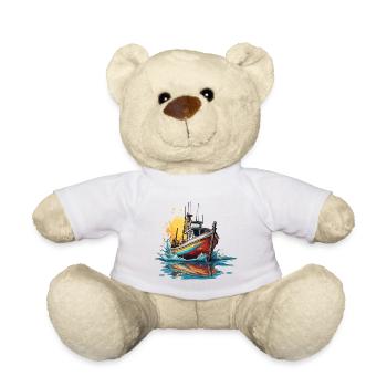 Pirate Ship / Boat / Sea / Ocean / Waves - Teddy Bear - white - Front