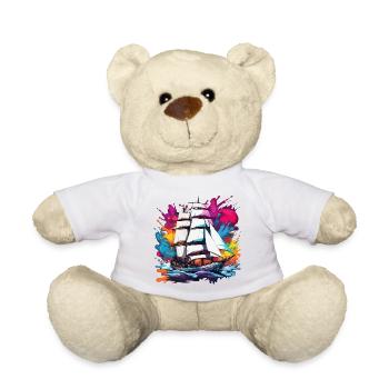 Pirate Ship / Boat / Sea / Ocean / Waves - Teddy Bear - white - Front