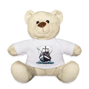 Pirate Ship / Boat / Sea / Ocean / Waves - Teddy Bear - white - Front