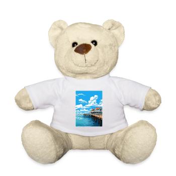 Busselton Jetty Australia Vintage Travel Poster - Teddy Bear - white - Front