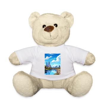 Melbourne Australia Deco Vintage Travel Poster WPA - Teddy Bear - white - Front