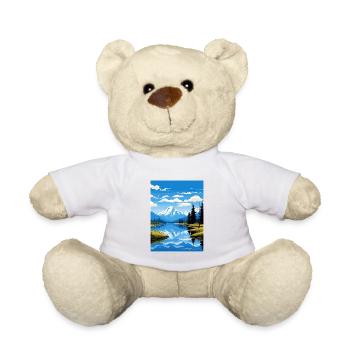 Lake Matheson Neuseeland Vintage Reiseposter - Teddy - Weiß - Vorne
