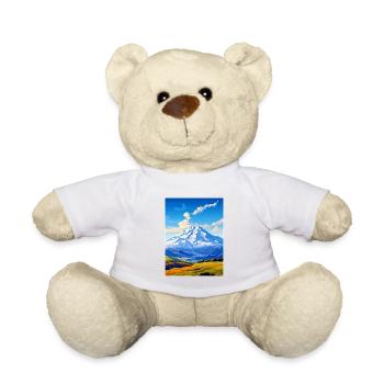 Mount Ruapehu Neuseeland Vintage Reiseposter - Teddy - Weiß - Vorne