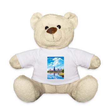 Melbourne Australia Deco Vintage Travel Poster WPA - Teddy Bear - white - Front