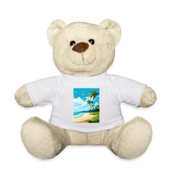 Palm Cove Beach Australien Vintage Reiseposter - Teddy - Weiß - Vorne