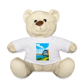 Sydney Harbour Bridge Australien Reiseposter - Teddy - Weiß - Vorne