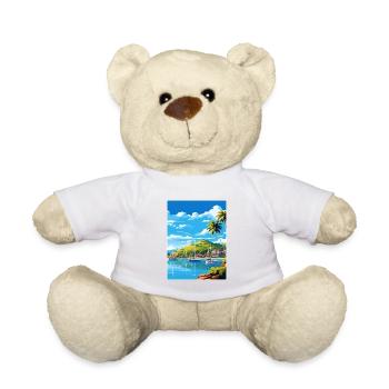Hamilton Island Australia Deco Travel Poster - Teddy Bear - white - Front