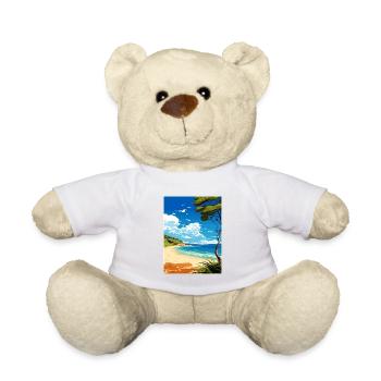 Fraiser Island Australia Deco Travel Poster - Teddy Bear - white - Front