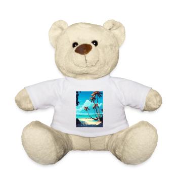 Bavaro Caribbean Tropical Islands Travel Poster - Teddy Bear - white - Front