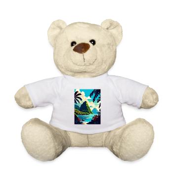 Saint Lucia Caribbean Vintage Travel Poster WPA - Teddy Bear - white - Front