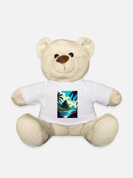 Sainte-Lucie Caraïbes Vintage voyage affiche WPA - Nounours - blanc