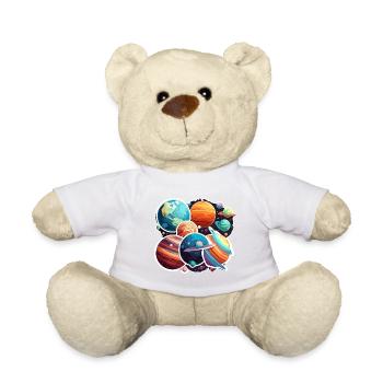 Planètes / Système solaire / Espace / Galaxie - Nounours - blanc - Devant