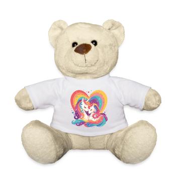 Unicorn Heart Love Cuddle Hug Cute Cute - Teddy Bear - white - Front