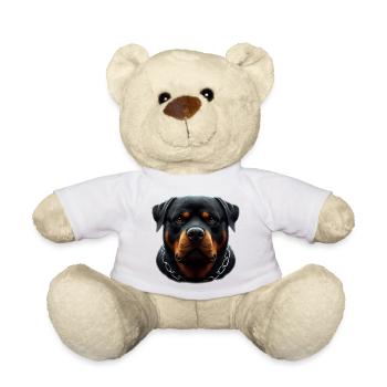 Ein Rottweiler mit einer Stahlkette - Teddy - Weiß - Vorne