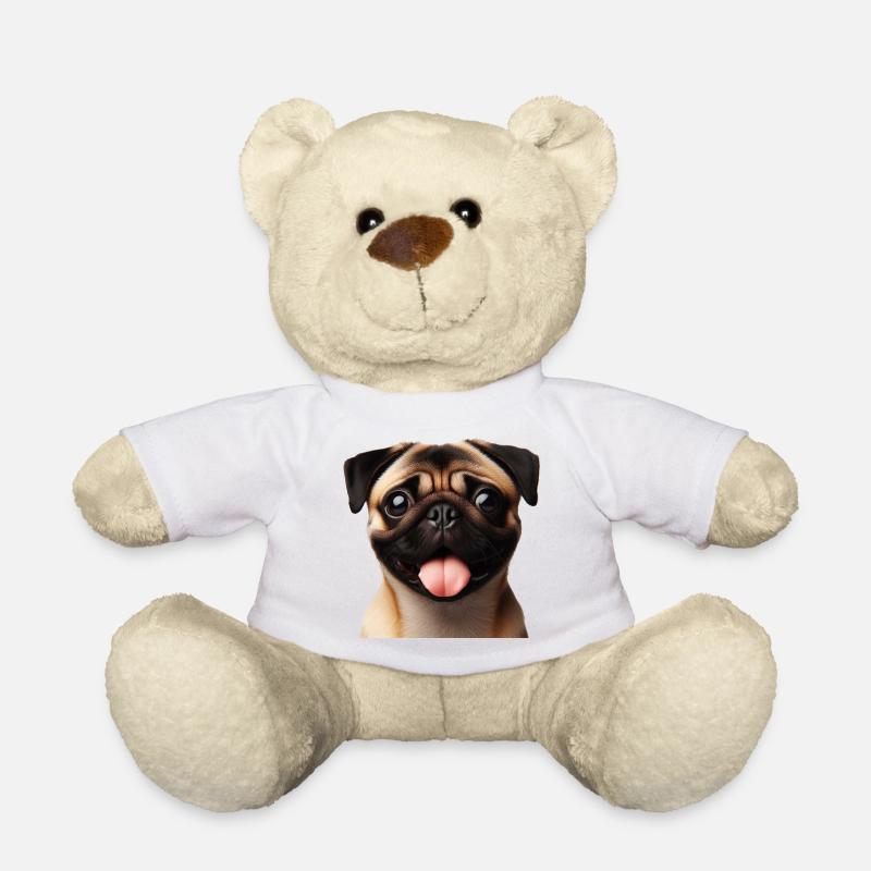 A happy pug - Teddy Bear - white
