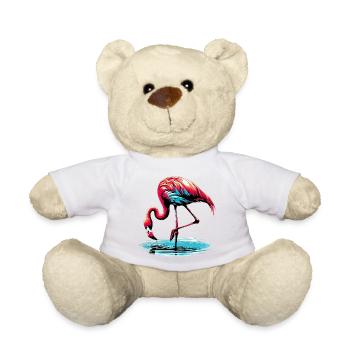 Rosa Flamingo - Teddy - Weiß - Vorne